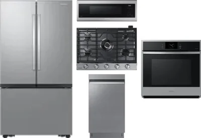 5 Piece Package Includes Refrigerator, Cooktop, Wall Oven, Microwave And Dishwasher
