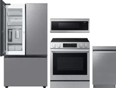 4 Piece Package Includes Refrigerator, Range, Microwave And Dishwasher