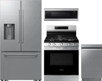4 Piece Package Includes Refrigerator, Range, Microwave And Dishwasher