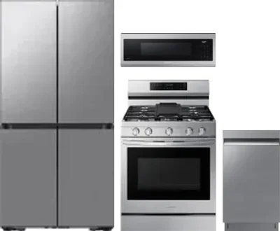 4 Piece Package Includes Refrigerator, Range, Microwave And Dishwasher
