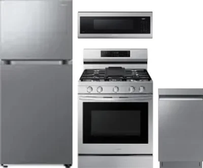 4 Piece Package Includes Refrigerator, Range, Microwave And Dishwasher