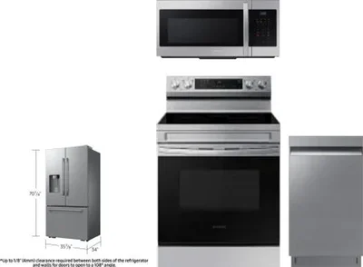 4 Piece Package Includes Refrigerator, Range, Microwave And Dishwasher