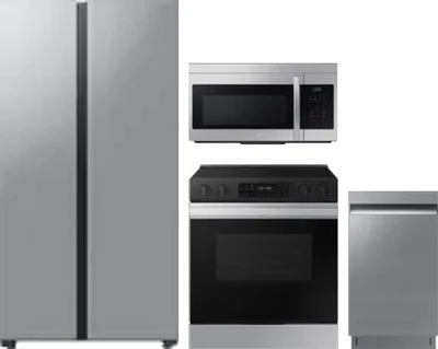 4 Piece Package Includes Refrigerator, Range, Microwave And Dishwasher