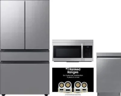 4 Piece Package Includes Refrigerator, Range, Microwave And Dishwasher