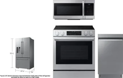 4 Piece Package Includes Refrigerator, Range, Microwave And Dishwasher