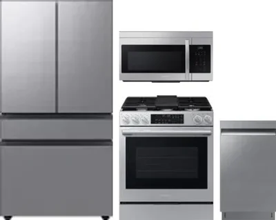 4 Piece Package Includes Refrigerator, Range, Microwave And Dishwasher