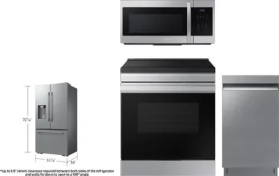 4 Piece Package Includes Refrigerator, Range, Microwave And Dishwasher