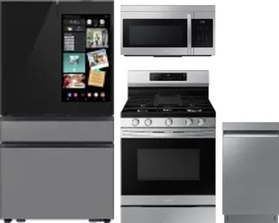 4 Piece Package Includes Refrigerator, Range, Microwave And Dishwasher