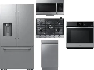 5 Piece Package Includes Refrigerator, Cooktop, Wall Oven, Microwave And Dishwasher