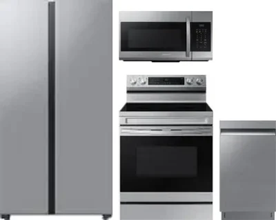 4 Piece Package Includes Refrigerator, Range, Microwave And Dishwasher