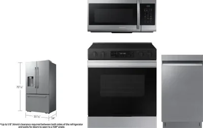 4 Piece Package Includes Refrigerator, Range, Microwave And Dishwasher