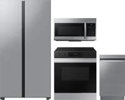 4 Piece Package Includes Refrigerator, Range, Microwave And Dishwasher