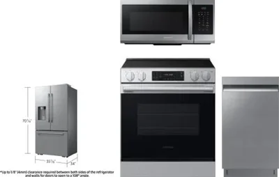 4 Piece Package Includes Refrigerator, Range, Microwave And Dishwasher