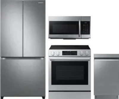 4 Piece Package Includes Refrigerator, Range, Microwave And Dishwasher