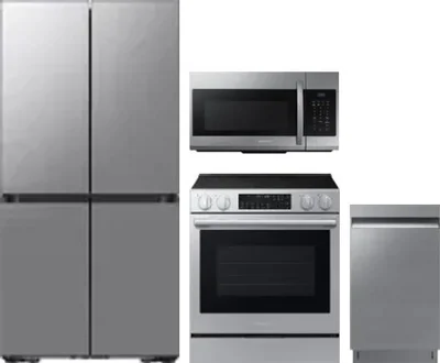 4 Piece Package Includes Refrigerator, Range, Microwave And Dishwasher