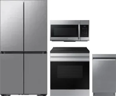 4 Piece Package Includes Refrigerator, Range, Microwave And Dishwasher