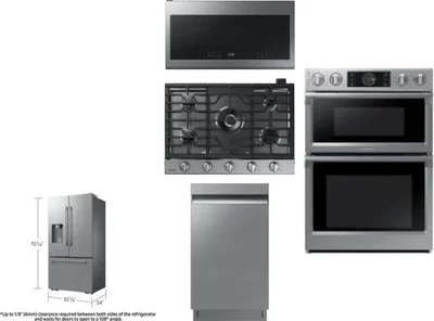 5 Piece Package Includes Refrigerator, Cooktop, Wall Oven, Microwave And Dishwasher