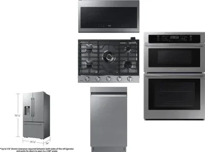 5 Piece Package Includes Refrigerator, Cooktop, Wall Oven, Microwave And Dishwasher