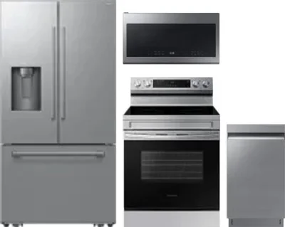 4 Piece Package Includes Refrigerator, Range, Microwave And Dishwasher