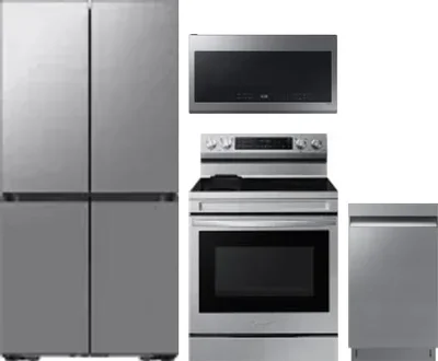 4 Piece Package Includes Refrigerator, Range, Microwave And Dishwasher