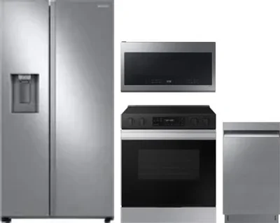 4 Piece Package Includes Refrigerator, Range, Microwave And Dishwasher