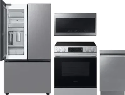 4 Piece Package Includes Refrigerator, Range, Microwave And Dishwasher