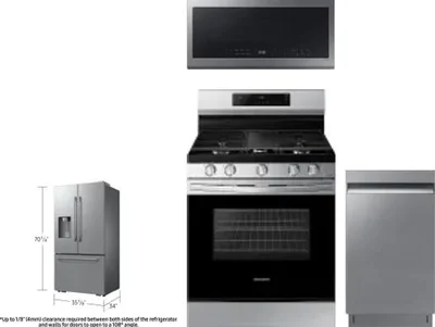 4 Piece Package Includes Refrigerator, Range, Microwave And Dishwasher
