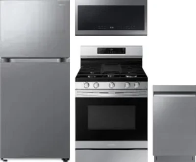 4 Piece Package Includes Refrigerator, Range, Microwave And Dishwasher