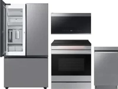 4 Piece Package Includes Refrigerator, Range, Microwave And Dishwasher
