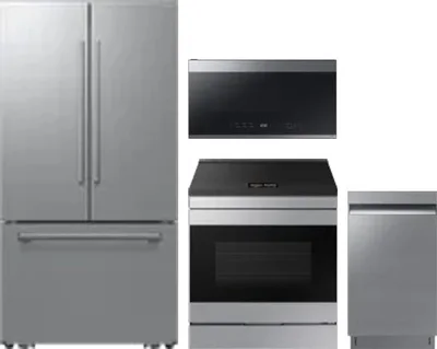 4 Piece Package Includes Refrigerator, Range, Microwave And Dishwasher