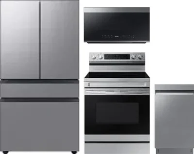 4 Piece Package Includes Refrigerator, Range, Microwave And Dishwasher