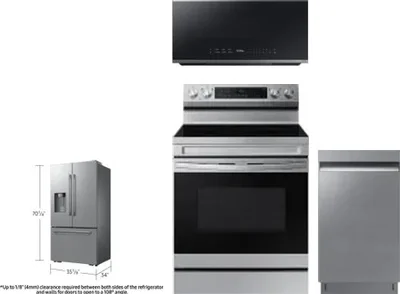 4 Piece Package Includes Refrigerator, Range, Microwave And Dishwasher