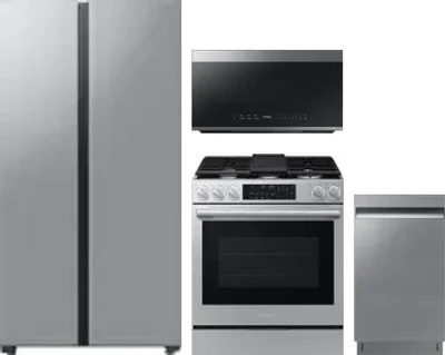 4 Piece Package Includes Refrigerator, Range, Microwave And Dishwasher