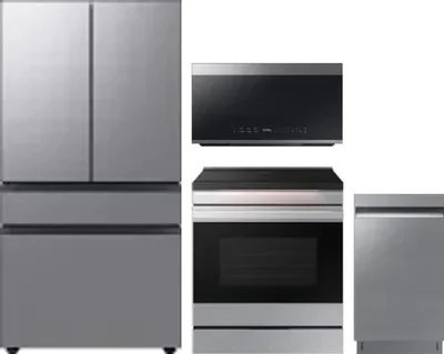 4 Piece Package Includes Refrigerator, Range, Microwave And Dishwasher