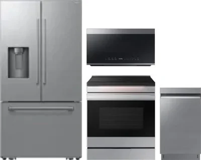 4 Piece Package Includes Refrigerator, Range, Microwave And Dishwasher