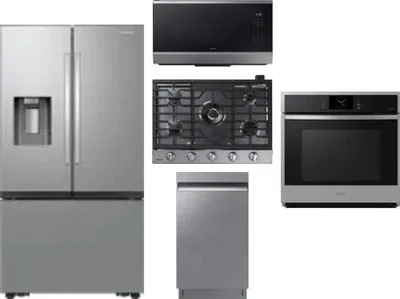 5 Piece Package Includes Refrigerator, Cooktop, Wall Oven, Microwave And Dishwasher
