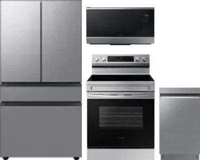 4 Piece Package Includes Refrigerator, Range, Microwave And Dishwasher