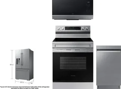 4 Piece Package Includes Refrigerator, Range, Microwave And Dishwasher