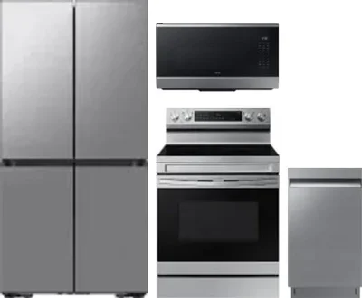 4 Piece Package Includes Refrigerator, Range, Microwave And Dishwasher
