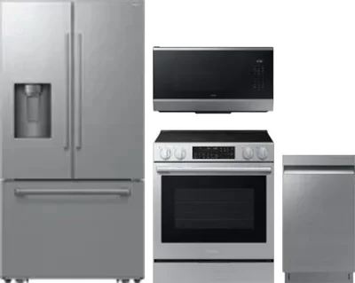 4 Piece Package Includes Refrigerator, Range, Microwave And Dishwasher