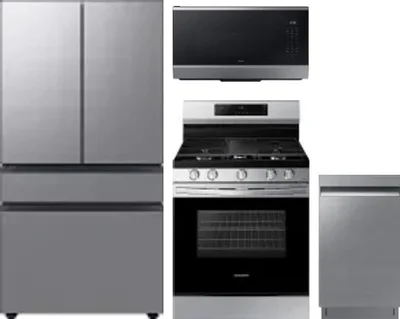 4 Piece Package Includes Refrigerator, Range, Microwave And Dishwasher