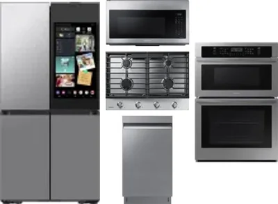 5 Piece Package Includes Refrigerator, Cooktop, Wall Oven, Microwave And Dishwasher