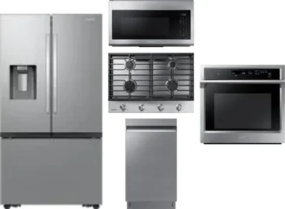 5 Piece Package Includes Refrigerator, Cooktop, Wall Oven, Microwave And Dishwasher