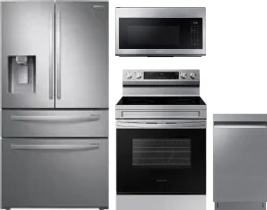 4 Piece Package Includes Refrigerator, Range, Microwave And Dishwasher