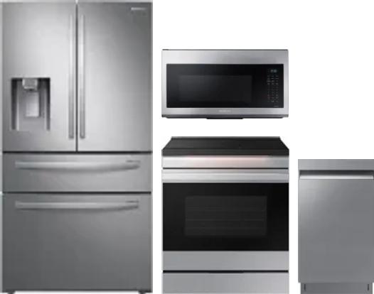 4 Piece Package Includes Refrigerator, Range, Microwave And Dishwasher