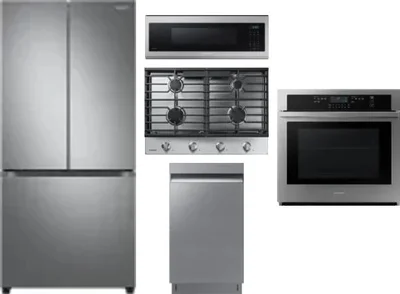5 Piece Package Includes Refrigerator, Cooktop, Wall Oven, Microwave And Dishwasher