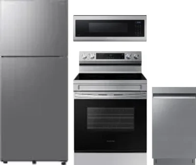 4 Piece Package Includes Refrigerator, Range, Microwave And Dishwasher