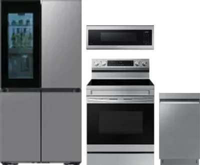 4 Piece Package Includes Refrigerator, Range, Microwave And Dishwasher
