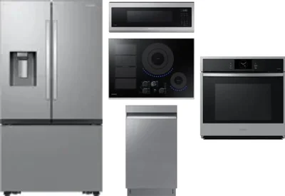 5 Piece Package Includes Refrigerator, Cooktop, Wall Oven, Microwave And Dishwasher