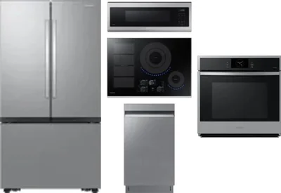 5 Piece Package Includes Refrigerator, Cooktop, Wall Oven, Microwave And Dishwasher